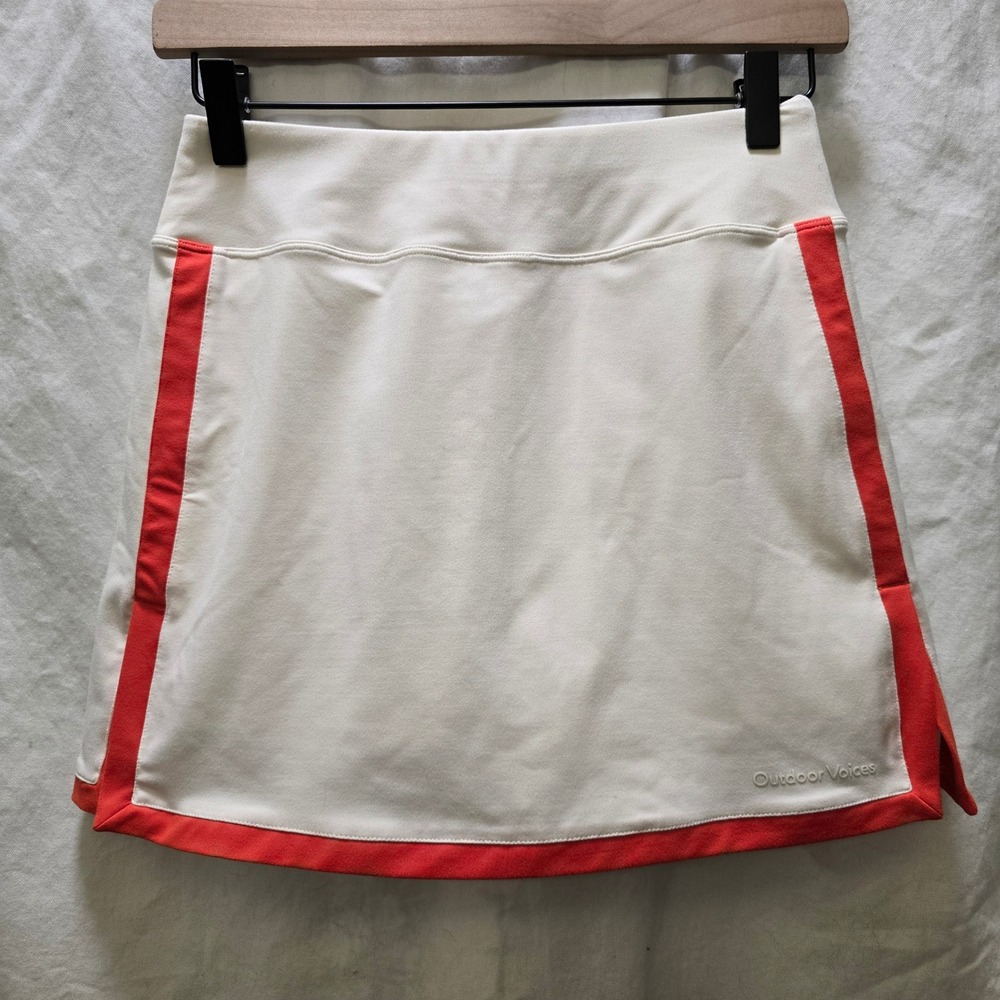 Outdoor Voices Tennis Skirt White Coral Trim Built in Shorts Athletic Golf Small
